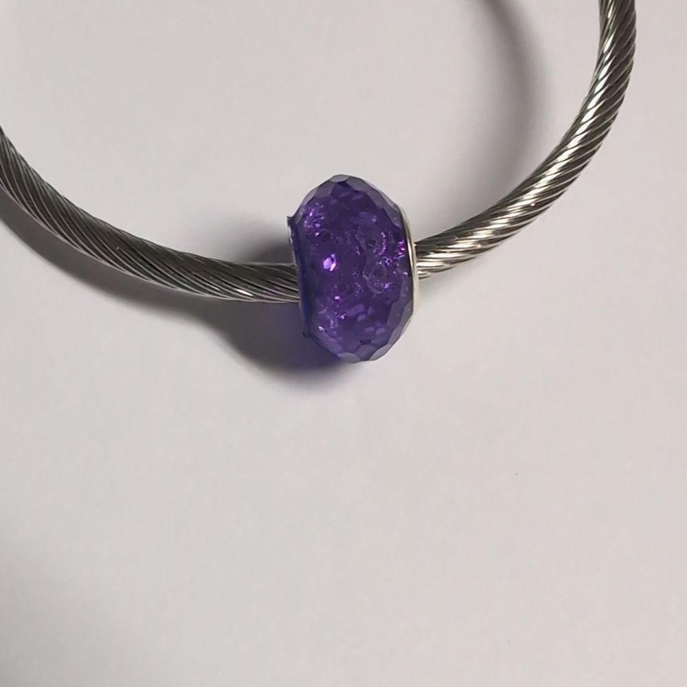 Purple Sparkly Charm for Pandora Style Bracelet‎